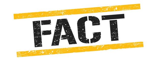 FACT text on black yellow grungy lines stamp sign. - Foto, Imagen