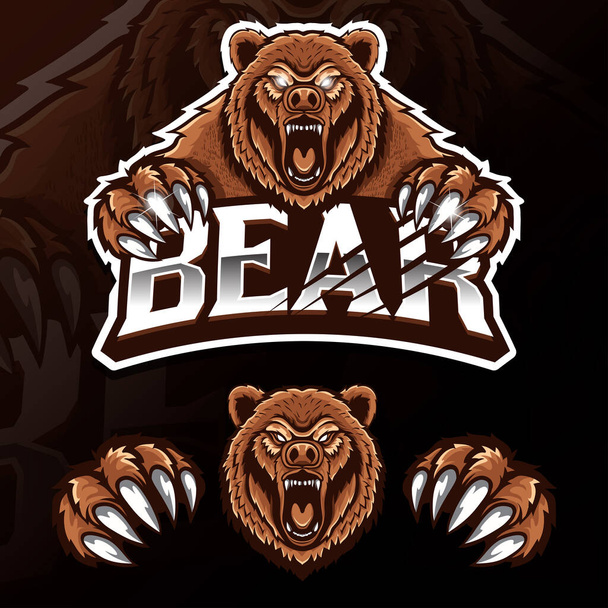naštvaný divoké zvíře medvěd esport logo ilustrace - Vektor, obrázek