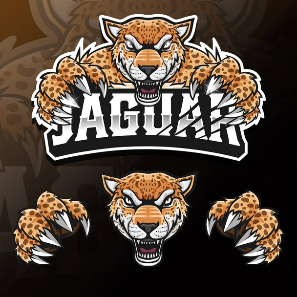 сердита дика тварина ягуар ізольована ілюстрація логотипу ескорту
 - Вектор, зображення