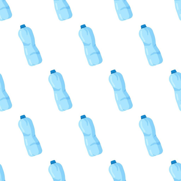Plastic trash. Vector pattern with plastic waste. Garbage disposal to the landfill. Set of used and crumpled plastic bottles. Suitable for garbage disposal service posters. - Vector, Imagen