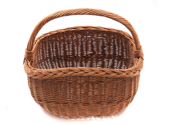 empty easter natural basket isolated on the white background - Photo, Image