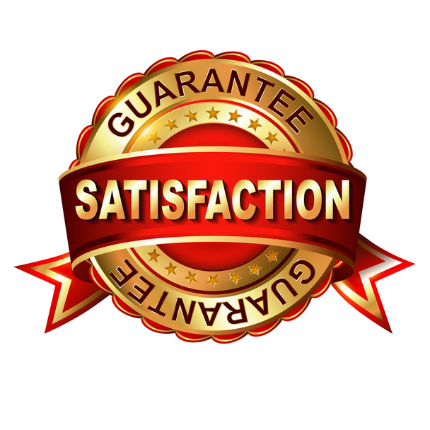 Satisfaction guarantee label with ribbon - Vector, Image