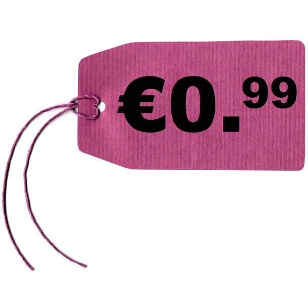 Etiqueta de preço com corda isolada sobre branco, 0,99 euro cent
 - Foto, Imagem