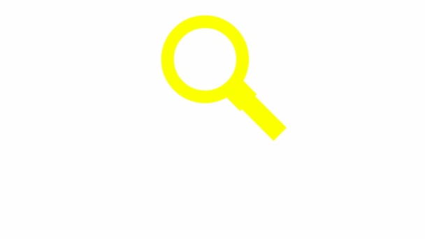 Animated yellow icon of magnifier. Symbol loupe. Concept of search, finding, discovery. Looped video. Vector illustration isolated on white background. - Πλάνα, βίντεο