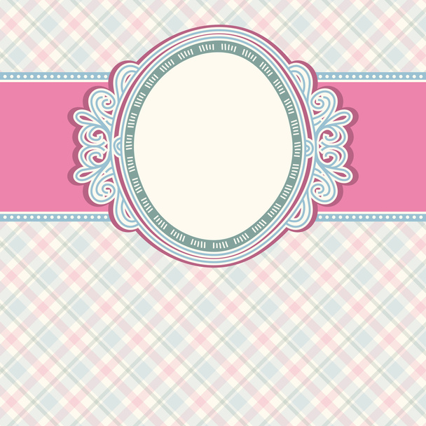  round label on color checked background,  vector  - Vecteur, image