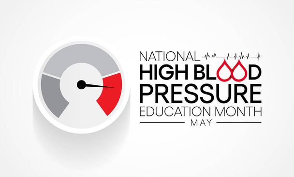 Minden év májusában megfigyelhető az országos magas vérnyomás (HBP) oktatási hónapja. magas vérnyomásnak is nevezik. vektor illusztráció. - Vektor, kép