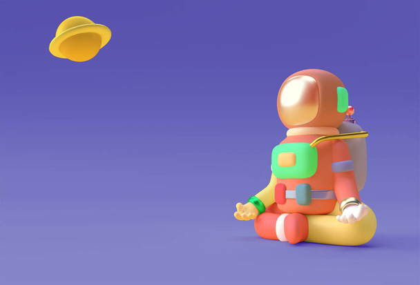 3d Render astronauta Astronauta Gesti di Yoga 3d illustrazione Design. - Foto, immagini