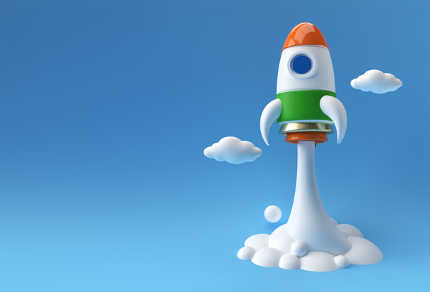 3D Render Indian Flag Rocket lança nave espacial ilustração 3D Design. - Foto, Imagem
