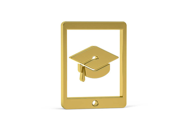 Золотая трехмерная онлайн-иконка на белом фоне - трехмерная рендеринг - Фото, изображение