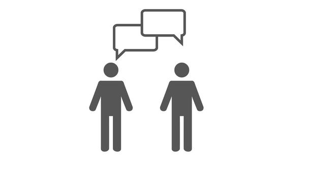 Mluvící ikona. Ilustrace dvou lidí, kteří vedou konverzaci - Vektor, obrázek