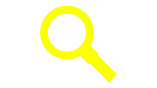 Animated yellow icon of magnifier. Symbol loupe. Concept of search, finding, discovery. Looped video. Vector illustration isolated on white background. - Πλάνα, βίντεο