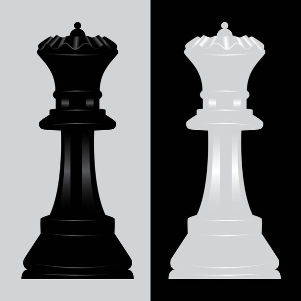 Reine pièce d'échecs noir et blanc illustration vectorielle - Vecteur, image