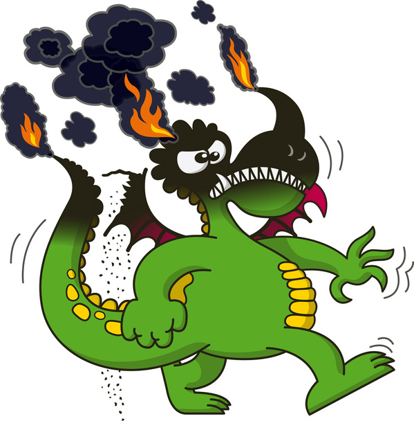 Dragón verde enojado
 - Vector, imagen