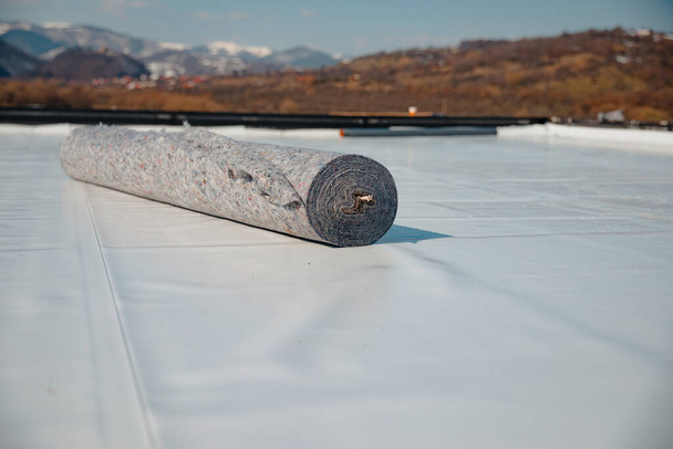 Geotextile for roof, covered with synthetic PVC membrane - Photo, Image