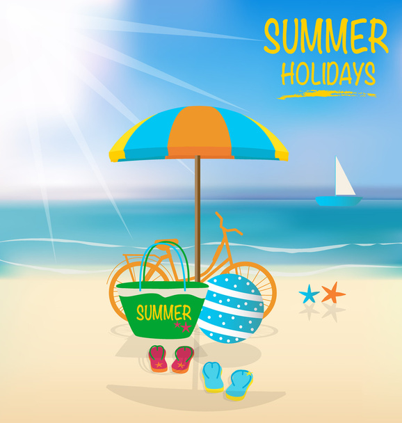Summer holiday background. Vector illustration. - Vector, Imagen