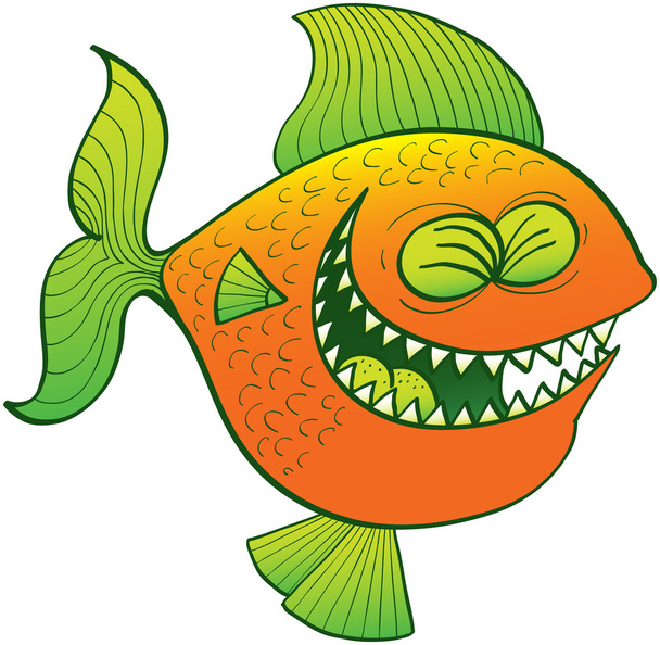 Pescado naranja divertido
 - Vector, imagen