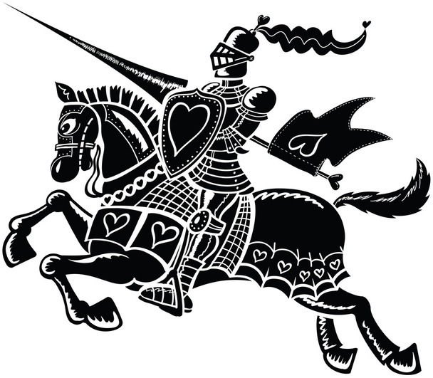 Jousting knight wearing hearts - Vector, Image