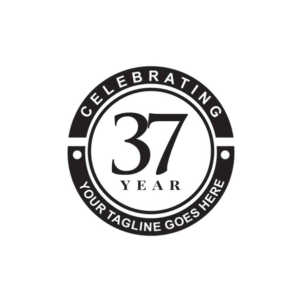 37-jähriges Jubiläum Emblem Logo Design Vektor Vorlage - Vektor, Bild