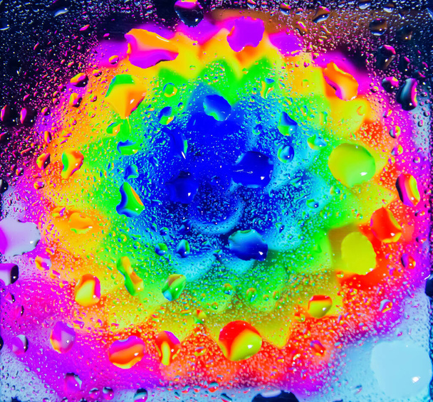 astratto sfondo colorato, astratto sfondo colorato con bolle, gocce d'acqua su un vetro, colorato sfondo floreale con gocce d'acqua, hd colorato sfondo astratto - Foto, immagini