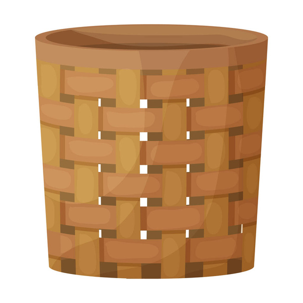 Wicker basket vector icon.Cartoon vector icon isolated on white background wicker basket. - Vector, Imagen