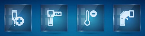Set Digital thermometer, , Meteorology and . Square glass panels. Vector. - Vector, Image