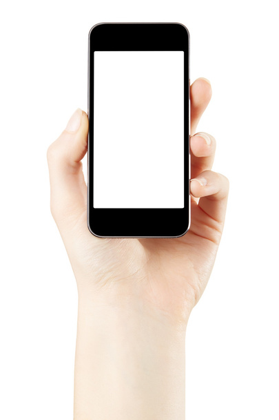 Main tenant smartphone sur blanc
 - Photo, image