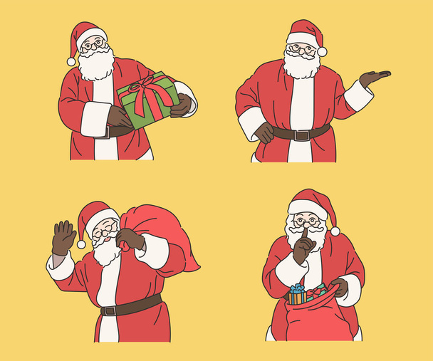 Santa Claus is making various gestures. hand drawn style vector design illustrations. - Διάνυσμα, εικόνα