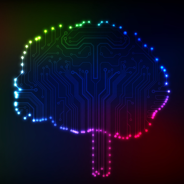 devre kartını bilgisayarın tarzı beyin vektör teknolojik altyapı. eps10 illüstrasyon soyut devre beyin ile - Vektör, Görsel