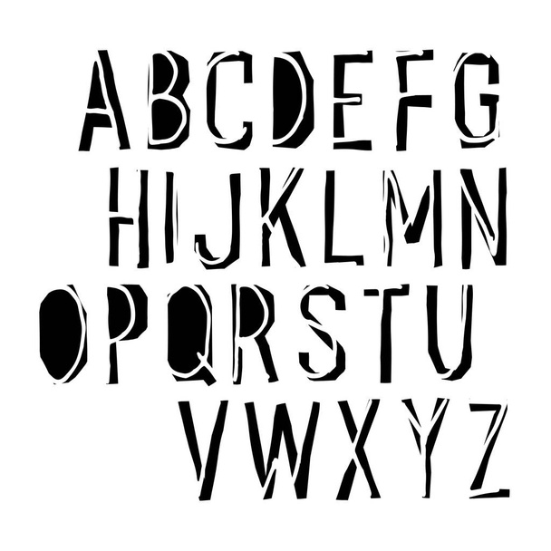 Vector shadow hand drawn alphabet. Hand drawn letters.  - Вектор,изображение