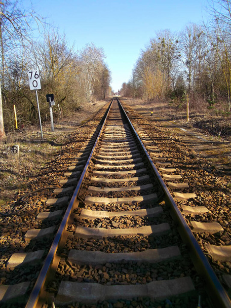 Track bed with ballast and rails - Photo, Image