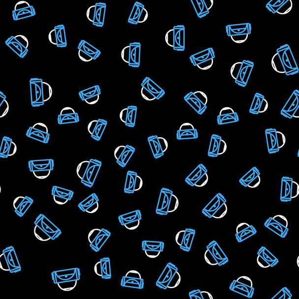 Line Sport tas pictogram geïsoleerd naadloos patroon op zwarte achtergrond. Vector - Vector, afbeelding