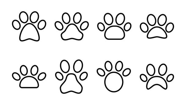 Conjunto de iconos de pata. pata icono de impresión vector. pata de perro o gato - Vector, imagen