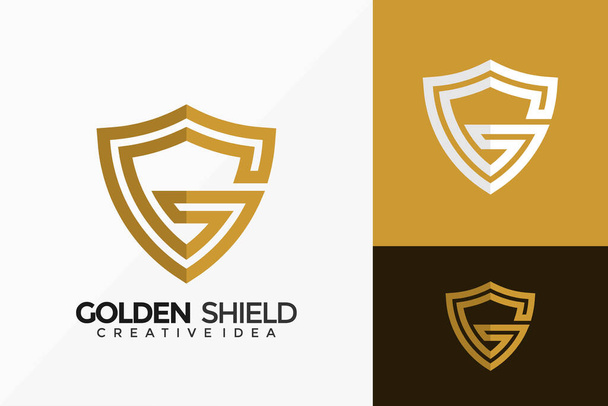 G harfi Altın Kalkan Logo Vektör Tasarımı. Şablon için soyut amblem, tasarım konsepti, logolar, logotip ögesi. - Vektör, Görsel