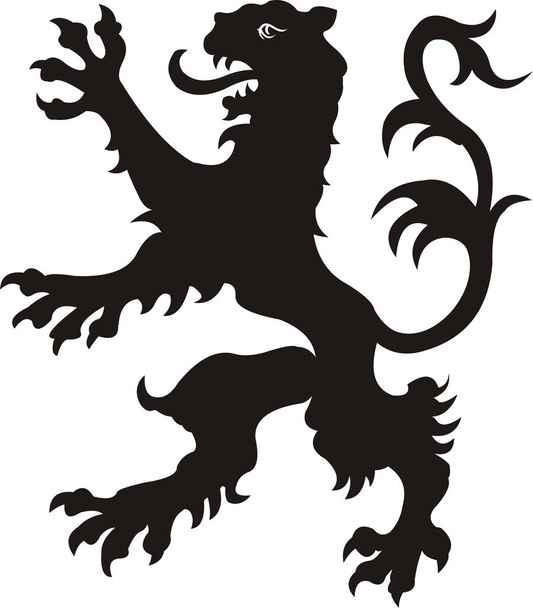 Heraldic lion tattoo. Black / white silhouette - Photo, Image