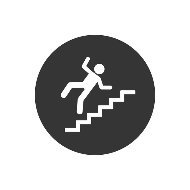 Señal de advertencia - riesgo de caída de las escaleras. Icono del vector - Vector, Imagen