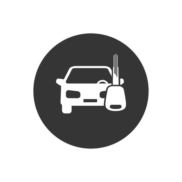 Αυτοκίνητο κλειδί διάνυσμα λευκό εικονίδιο σε επίπεδο στυλ υπογράψει - Διάνυσμα, εικόνα