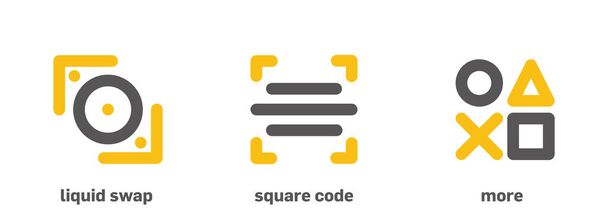 Financial web icon set such as more, square code and liquid swap. Creative financial icon in modern line style for your web mobile app icon design. - Vector, Image