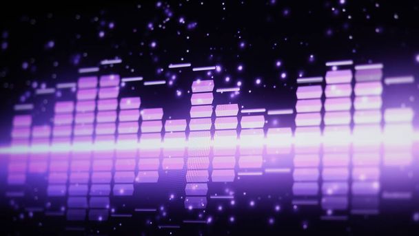 Musiikki Equalizer bar. Audio aaltomuoto taajuuskorjain ruudulla musta tausta. Musiikki tai ääniaalto näytöllä. värikäs ääni visualisoija abstrakti. gradienttispektrin kuvaaja. Digitaalinen kuvaaja hehkuu pimeässä - Valokuva, kuva
