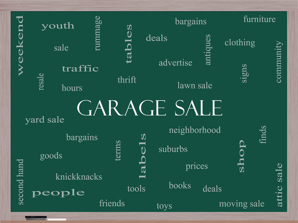 garázs eladó szó felhő fogalmát a táblára - Fotó, kép