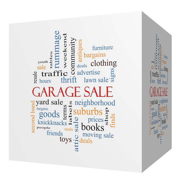 garázs eladó 3d kocka szó fogalmát felhő - Fotó, kép