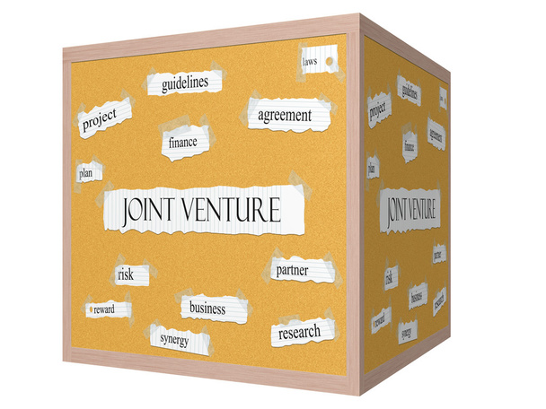 Joint Venture 3D cubo cartone ondulato Parola concetto
 - Foto, immagini