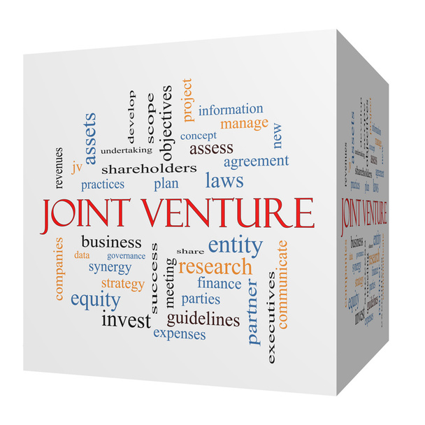Joint Venture 3d cube word cloud concept - Foto, Bild