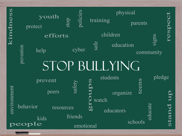 Stop Bullying Word Cloud Concept on a Blackboard - Photo, Image