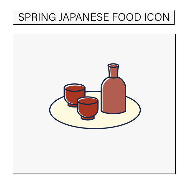 Icono de color de sake - Vector, imagen