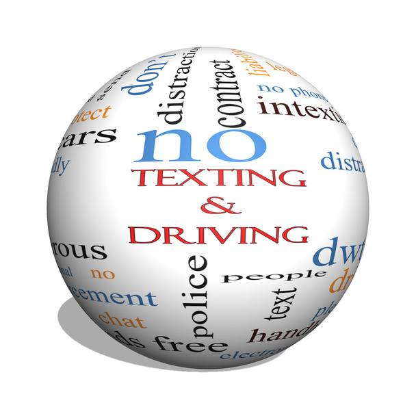 Texting and Driving 3D sphere Word Cloud Concept - Photo, Image