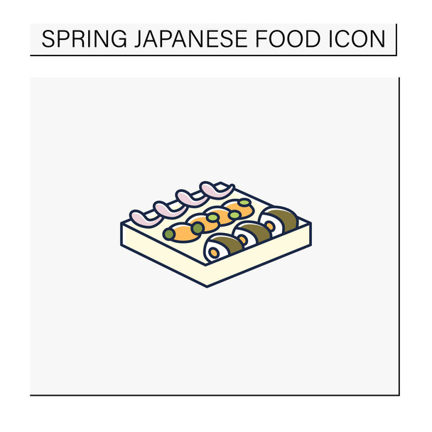 Hanami bento icona a colori - Vettoriali, immagini
