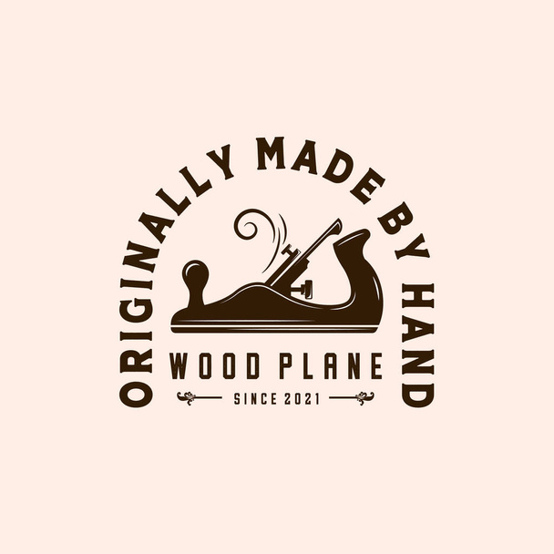 Puuvektorin kuvituslogon suunnittelu. Puutyö Logo malli Wood Master, Saha ja puusepäntyöt Service. Puu Planer logo käsite inspiraatio - Vektori, kuva