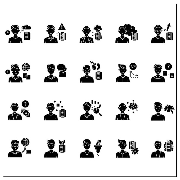 Conjunto de iconos de glifo de sobrecarga de información - Vector, imagen
