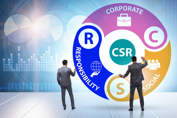 Concept of CSR - corporate social responsibility with businessma - Photo, Image