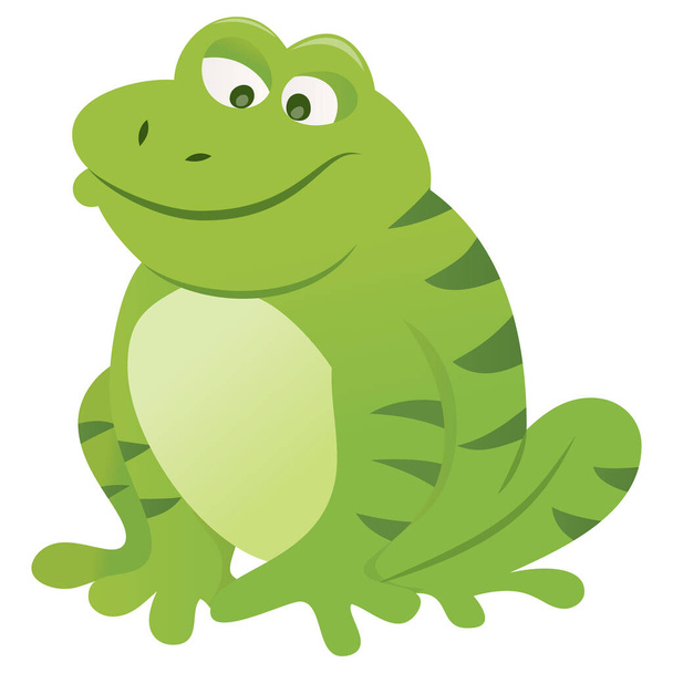 Rysunek wektor ilustracja uśmiechniętego słodkiego zielonego tłuszczu żaba. - Wektor, obraz